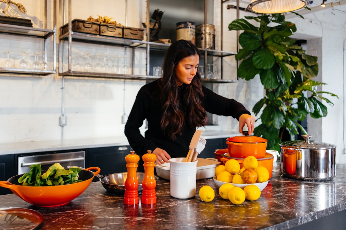 Nutritious cooking preparation in a modern home kitchen